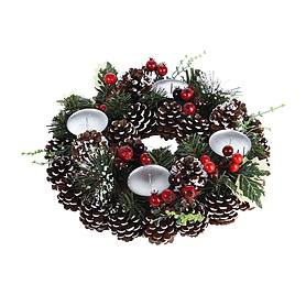 Christmas Artificial Wreath with Pinecones and Red Berries 28cm